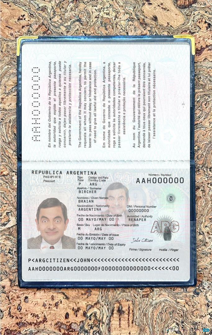 Download Argentina new passport 2022 present photolook Photoshop template